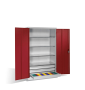 Stahlschrank 8932-503 S10243 lichtgrau, rubinrot 120,0 x 60,0 x 195,0 cm, aufgebaut